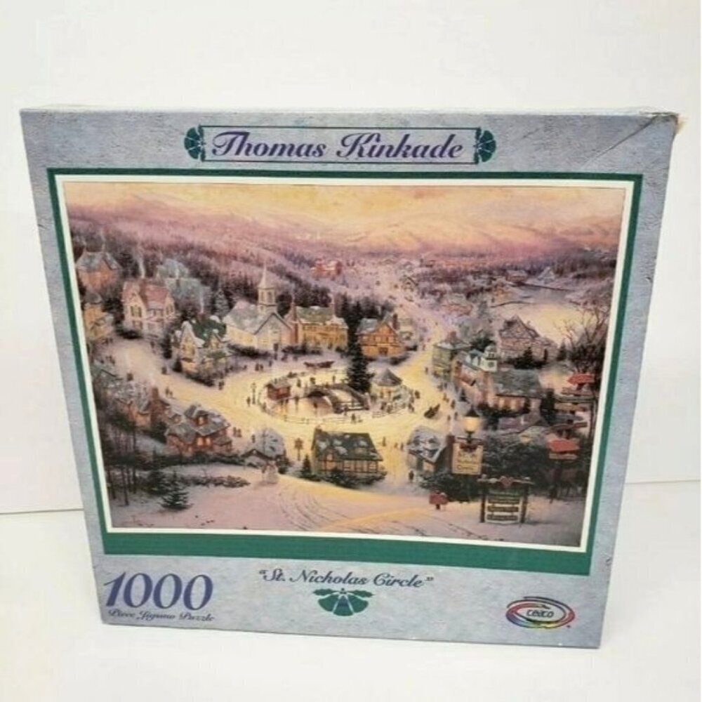 Thomas Kinkade 20x27 St Nicholas Circle 1000 Piece 1996 Sealed Ceaco Puzzle